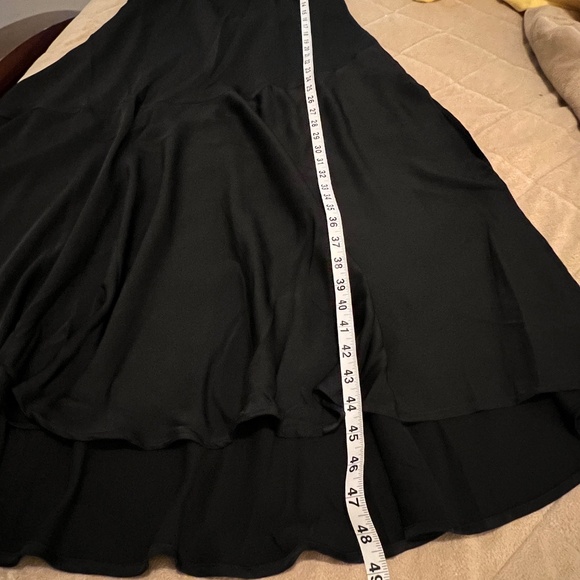 Banana Republic Black Slip Dress Bias Cut Asymmetrical Flounce Hem Size 20 - Picture 11 of 13